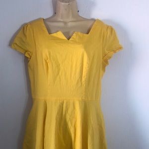 Woman’s Girstunm retro pinup midi stretchy yellow spring Dress
